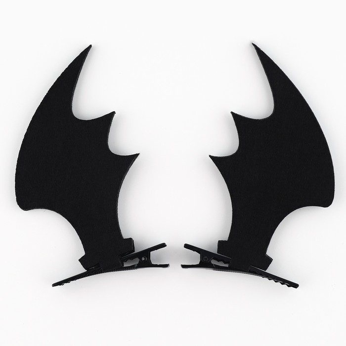 Заколки для волос ушки &laquo;Крылья&raquo;, черные, 2 шт, 11 х 12 см