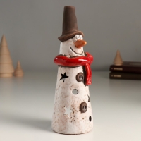 Подсвечник керамика на 1 свечу "Длинный снеговичок со звёздочками" 7х7,3х20,6 см