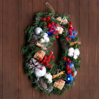 Новый год. Венок праздничный &laquo;Морозное утро&raquo;,45 см, ручная работа
