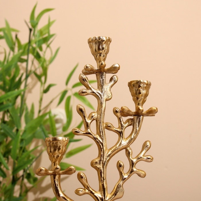 Подсвечник на 3 свечи Подсвечник на 3 свечи "Фьюри" алюминий 10х18х37 см