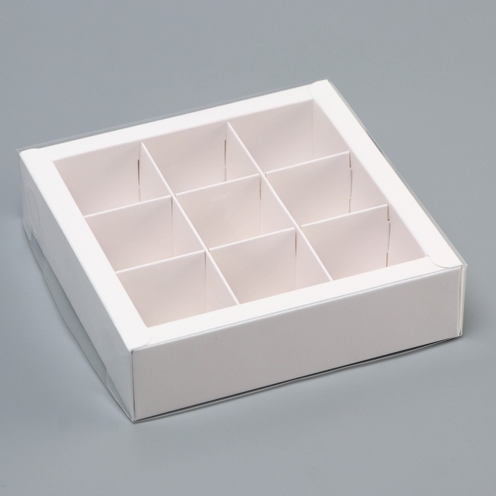 Коробка для 9 конфет, 13,7 х 13,7 х 3,5 см. Кондитерская упаковка Коробка для 9 конфет, 13,7 х 13,7 х 3,5 см. Кондитерская упаковка