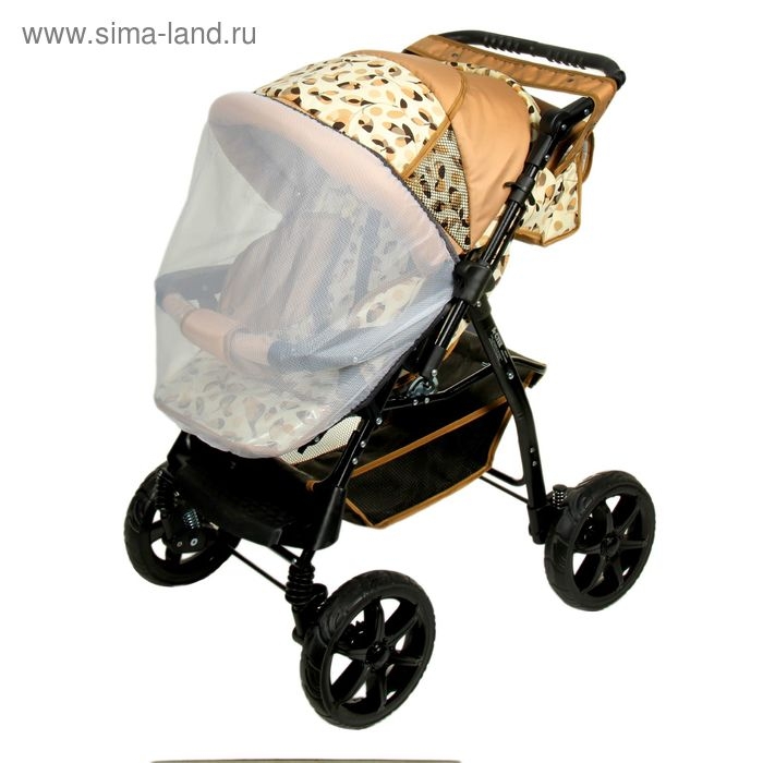 Коляска-трансформер &laquo;Пилот&raquo;, пластиковые колёса, оттенки бежевого, рисунок МИКС