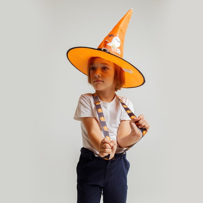 Карнавальная шляпа &laquo;Кошмарное веселье&raquo; оранжевая, с гирляндой