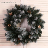 Венок "Интерьерный Белоснежная" (шишка золото ) 55см Венок "Интерьерный Белоснежная" (шишка золото ) 55см