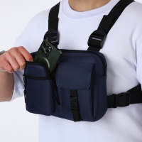 Сумка нагрудная на молнии, 2 наружных кармана, цвет синий Сумка нагрудная на молнии, 2 наружных кармана, цвет синий