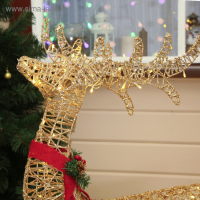 Светодиодная фигура &laquo;Олень с санями золотистый&raquo;, олень: 65 &times; 130 &times; 27 см, сани: 120 &times; 70 &times; 45 см, металл, 220 В, свечение тёплое белое