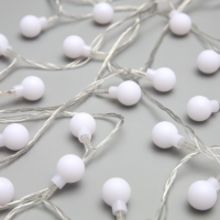 Гирлянда &laquo;Нить&raquo; 5 м с насадками &laquo;Шарики белые&raquo;, IP20, прозрачная нить, 30 LED, свечение белое, 8 режимов, 220 В