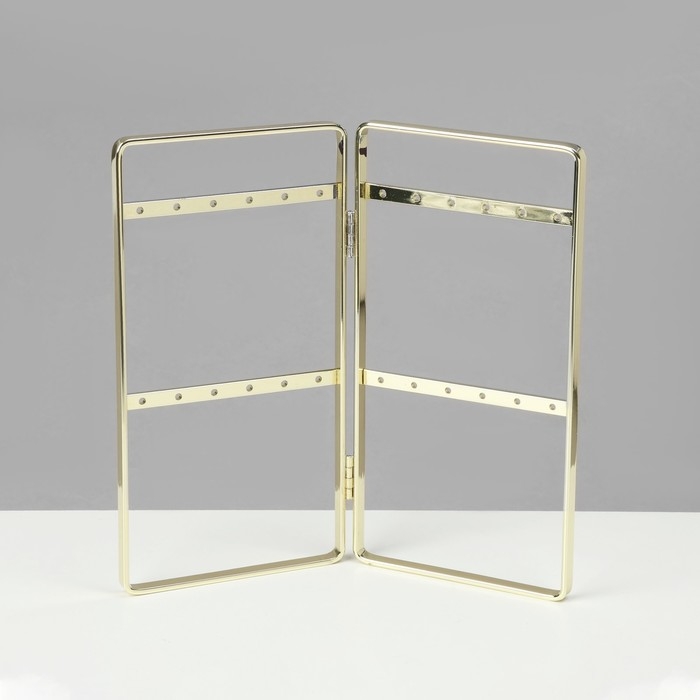 Подставка-книжка под серьги, 2 секции, 2 ряда, 16&times;20&times;2 см, цвет золотой