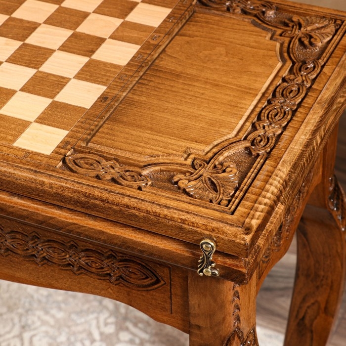 Стол ломберный раскладной Стол ломберный раскладной "Шахматы и нарды", массив ореха, 70х60х30 см, Армения