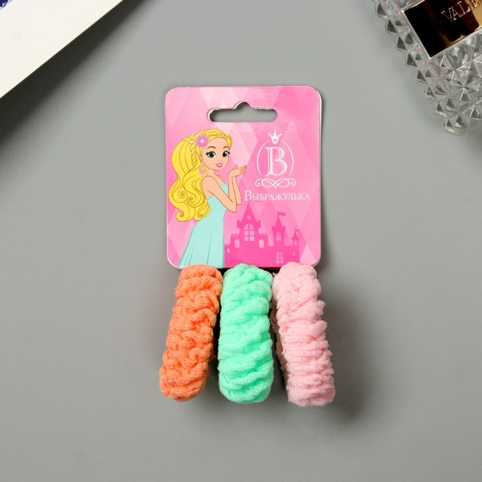 Резинка для волос Резинка для волос "Махрушка спорт" (набор 3 шт) пастель лето, 5 см, микс