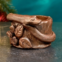 Новый год. Символ 2025. Подсвечник новогодний "Змея на пеньке" бронза, 5х7см Новый год. Символ 2025. Подсвечник новогодний "Змея на пеньке" бронза, 5х7см