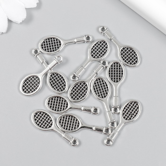 Декор для творчества металл Декор для творчества металл "Ракетка" набор 12 шт серебро 1х2,8 см