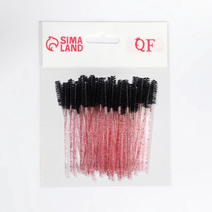 Набор щёточек для бровей и ресниц, 9,5 см, 50 шт, цвет чёрный/красный/прозрачный Набор щёточек для бровей и ресниц, 9,5 см, 50 шт, цвет чёрный/красный/прозрачный