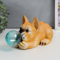 Сувенир полистоун свет "Бульдог и мыльный пузырь" от солнечной батареи 12х11,5х26 см