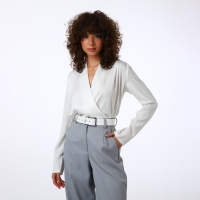 Ремень женский, ширина 4 см, винт, пряжка металл, цвет белый