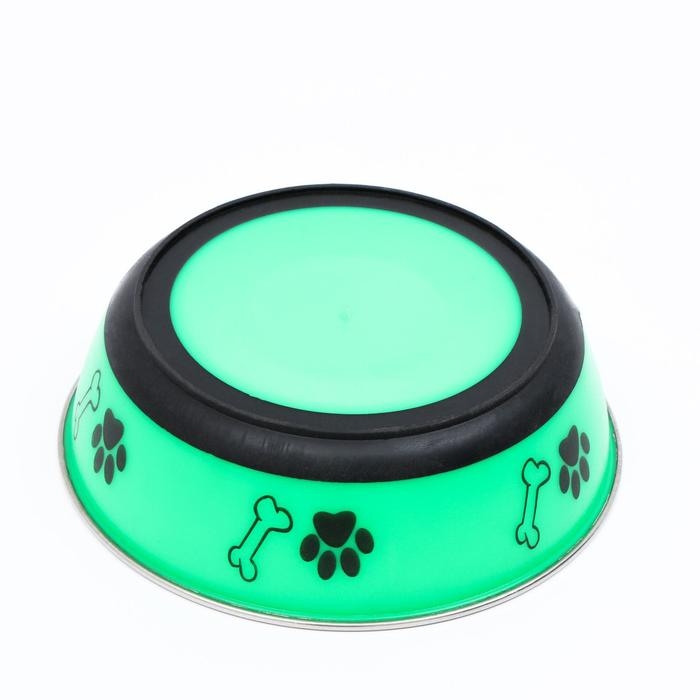 Миска округлая с нескользящим основанием и принтом, 450 мл, зелёная