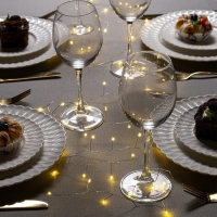 Гирлянда &laquo;Мишура&raquo; 2 м роса, IP20, серебристая нить, 50 LED, батарейки CR2032х2 (в комплекте), свечение тёплое белое