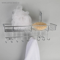 Полка на рейлинг с крючками Доляна, 29&times;10&times;17 см, цвет хромированный