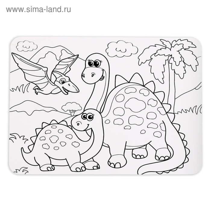 Пазл в рамке &laquo;Мир динозавров&raquo;, 34 детали + раскраска
