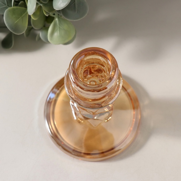 Подсвечник стекло на 1 свечу Подсвечник стекло на 1 свечу "Лёд" карамель d=2 см 8х8х10 см