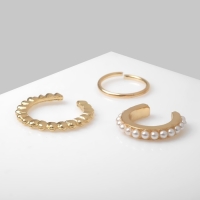 Серьги &laquo;Каффы&raquo; манжеты, набор 3 шт., цвет белый в золоте