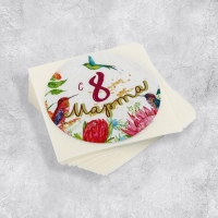 Наклейки для бизнеса и подарков &laquo;С 8 марта&raquo;, 4 х 4 см, 50 шт