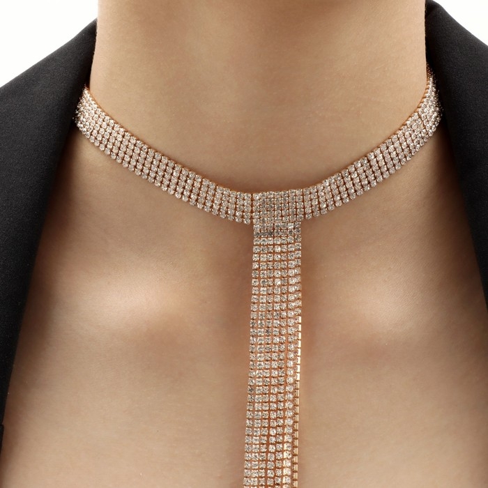 Набор 2 предмета: серьги, колье &laquo;Лёд&raquo; дорожка, цвет белый золоте, 30 см