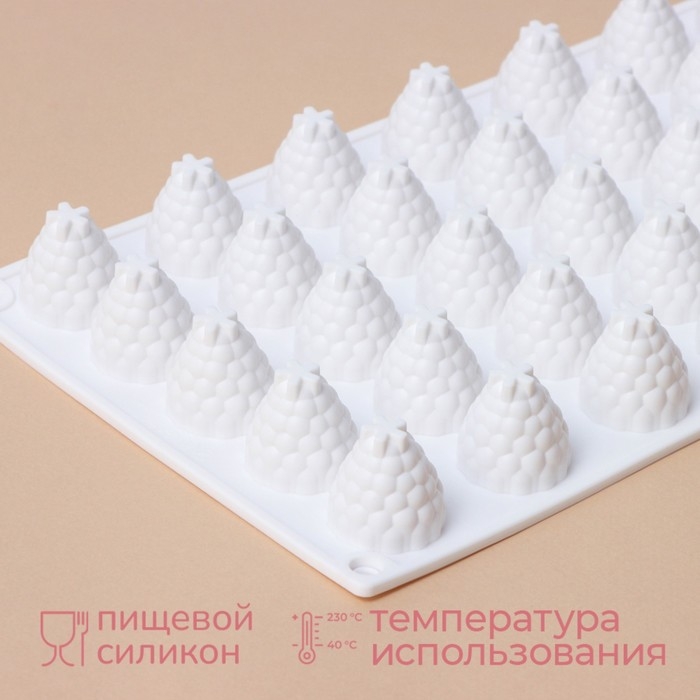 Форма для муссовых десертов и выпечки KONFINETTA &laquo;Ежевика&raquo;, силикон, 29&times;16&times;2,5 см, 35 ячеек (2,8&times;2,5 см), цвет белый