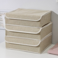 Органайзеры для хранения белья &laquo;Пастель&raquo;, 3 шт, с крышкой, 31,5&times;25&times;10 см, цвет бежевый