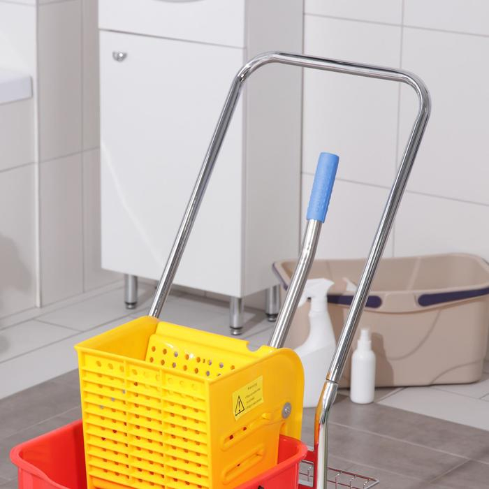 Тележка уборочная одноведерная, с отжимом, 23 л, хромированная рама Тележка уборочная одноведерная, с отжимом, 23 л, хромированная рама