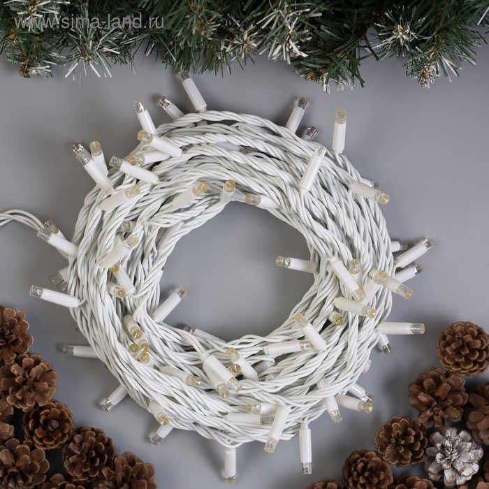 Гирлянда &laquo;Нить&raquo; 10 м, IP65, УМС, белая нить, 100 LED, свечение мульти, 220 В