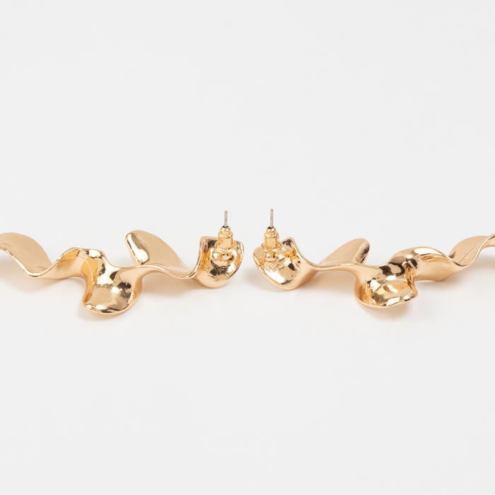 Серьги металл &laquo;Блеск&raquo; волна, цвет золото