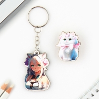 Брелок для ключей со значком &laquo;Девочка кошка&raquo;, аниме