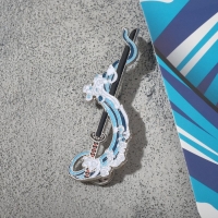 Значок &laquo;Катана&raquo; вода, цветной в серебре