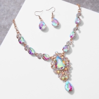 Набор 2 предмета: серьги, колье &laquo;Вернисаж&raquo; сердце и цветы, цвет бело-радужный в золоте, 42 см