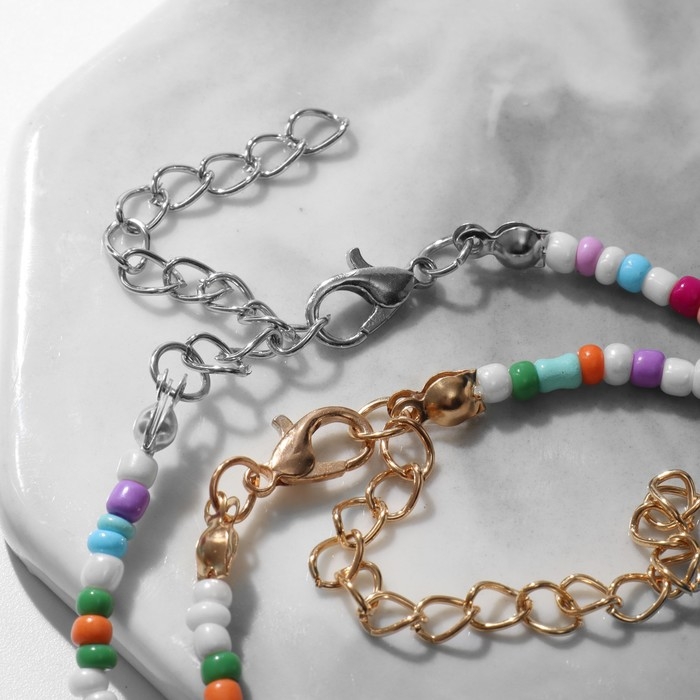 Браслет на ногу &laquo;Ракушки&raquo; два ряда, цветной, 23,3 см