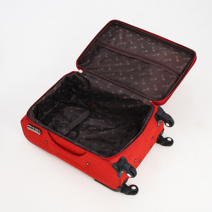Чемодан средний 52 л (M), отдел на молнии, кодовый замок, с расширением, цвет красный