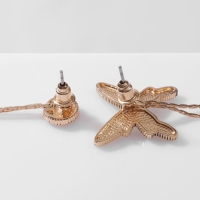 Серьги висячие со стразами &laquo;Бабочка&raquo; и круг, цвет чёрно-белый в золоте