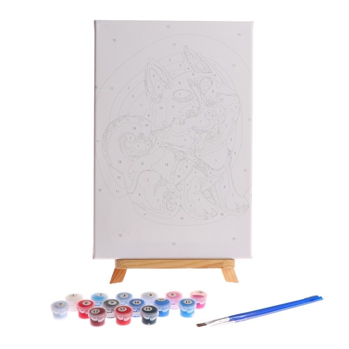 Картина по номерам на холсте с подрамником «Щенок хаски», 30х20 см Картина по номерам на холсте с подрамником «Щенок хаски», 30х20 см