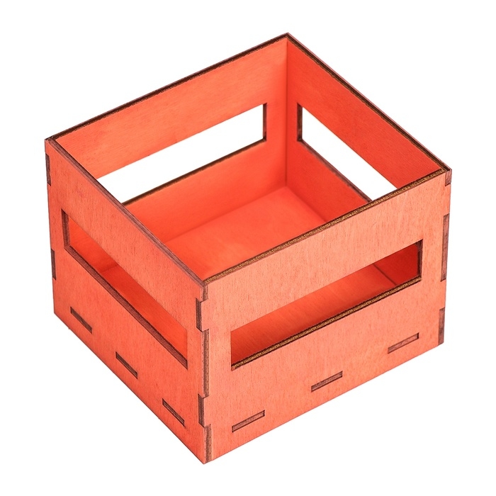 Кашпо деревянное, двухреечное, персик, 11 х 10,5 х 9 см Кашпо деревянное, двухреечное, персик, 11 х 10,5 х 9 см