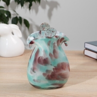 Ваза "Кошелёк" зелёно-марганцевый, (в стеклокрошку) 16см