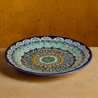 Тарелка Риштанская Керамика "Цветы", 22 см, синяя Тарелка Риштанская Керамика "Цветы", 22 см, синяя