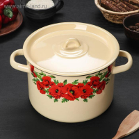 Кастрюля эмалированная, 4,5 л, рисунок МИКС, цвет белый