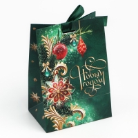 Пакет подарочный новогодний с лентой &laquo;С Новым годом&raquo;, 13 х 19 х 9 см , Новый год