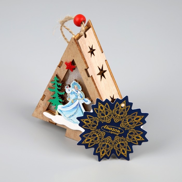 Ёлочная игрушка &laquo;Ёлочка со Снегурочкой&raquo;, от батареек, свечение тёплое белое