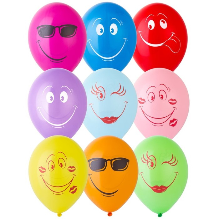 Шар латексный 14" &laquo;Улыбка&raquo;, набор 50 шт., цвета МИКС