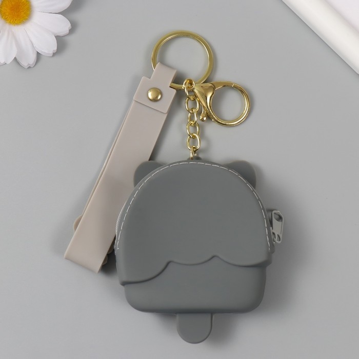 Брелок кошелёк с карабином, ремешком силикон "Хаски-эскимо" 2,5х7,2х9 см