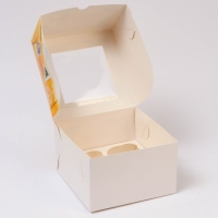 Новый год. Коробка для 4 капкейка с окном "Новогодняя почта", 16 х 16 х 10 см, упаковка