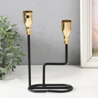 Подсвечник металл на 2 свечи "Перс" чёрный с золотом 12,7х5,8х20,5 см