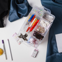 Органайзер для рукоделия, со съёмными ячейками, 3 яруса по 10 отделений, 24,5 &times; 16,5 &times; 18 см, с ручкой, цвет прозрачный